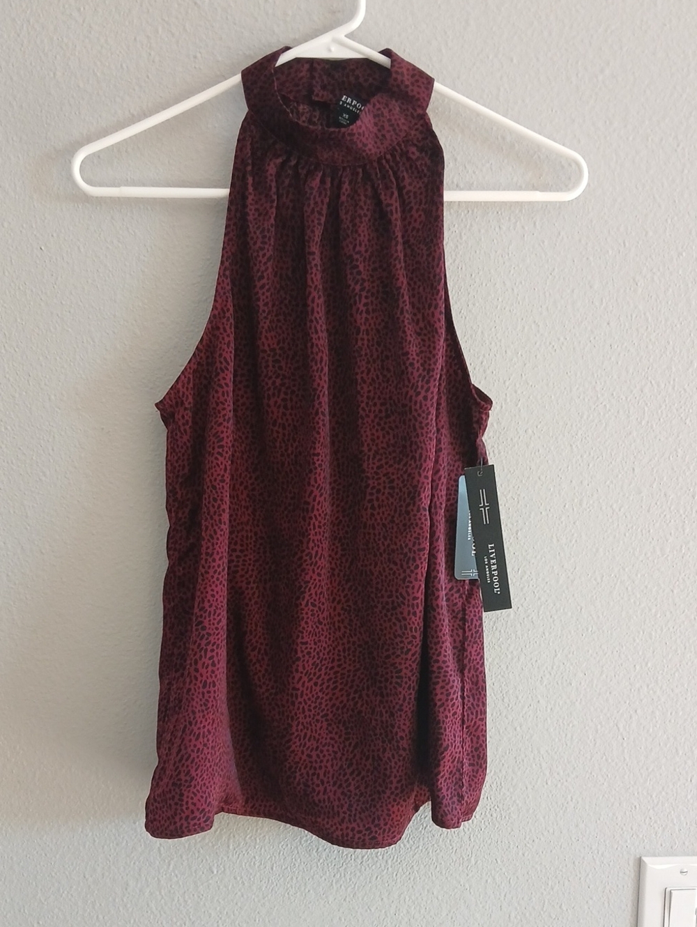 Nwt Liverpool Los ANgelos Burgundy High-Neck Sleeveless Party Tank Top Xs Night
